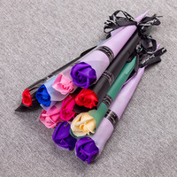 Bouquet de savon AYOYO Rose unique lumineuse Cadeau romantique pour la Saint-Valentin Diplôme - Savon artisanal Fleur décorative