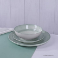 Fabricant de vaisselle en céramique avec 39 ans d'expérience, service de table en grès de 18 pièces pour table à manger avec texture nordique pour un usage quotidien