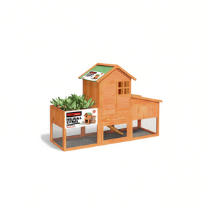Conejera Grande de Madera de Pino Marrón Sólido, Mueble Duradero para Mascotas de Exterior, para Conejos - Product Image 1