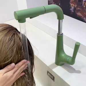Robinet extractible pour lavabo, eau chaude et froide, universel, anti-éclaboussures, en alliage, monobloc, avec siège de valve de 35 mm - Product Image 1