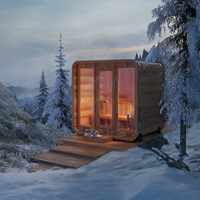 Hachillspa Modern 6 Personen Würfel Massivholz Sauna im Freien 9KW Power Vollglas Frontfenster LED-Leuchten enthalten traditionelle Sauna