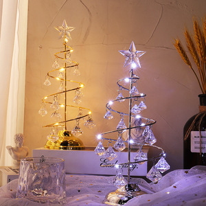 Crystal Christmas <b>Tree</b> <b>Light</b> <b>With</b> Star Top Battery Operated Tabletop Indoor Decor For Bedroom Gift - Product Image 4