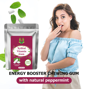 OEM ODM Gommes vitaminées au Xylitol Menthe poivrée naturelle Ginseng Caféine Vitamine B 100% Xylitol Faible teneur en sucre Vitamines Booster d'énergie - Product Image 5