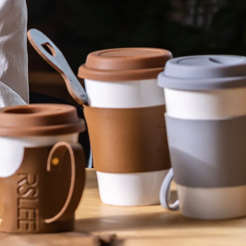 Ra Mắt Sản Phẩm Mới 2021 Thiết Kế Độc Quyền New Bone China Leather Craft Cup Gốm Cốc Cà Phê