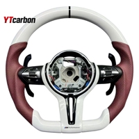 YTcarbon pour 5 6 X5 X6 E70 E71 E72 E60 E63 E64 F10 F12 F15 F85 F16 F86 Accessoires de voiture Volant en cuir noir brillant personnalisé
