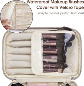 Bolsa de maquillaje de cuero Vegano para mujer Wandering Nature, organizador de maquillaje de viaje con cremallera, estuche de cepillo cosmético pendiente de patente púrpura - Product Image 2