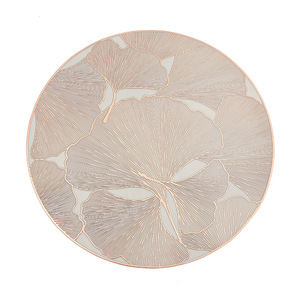 Meilleures ventes transfrontalières : Assiette en plastique motif feuille de Ginkgo, étanche, luxe léger, moderne et minimaliste, résistante à la chaleur, diamètre 38 cm, pour restaurant - Product Image 5