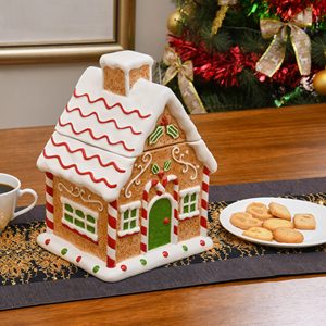 Boîte de rangement en céramique pour <span class=keywords><strong>pain</strong></span> <span class=keywords><strong>d</strong></span>'<span class=keywords><strong>épices</strong></span> de noël, pot de bonbons pour biscuits en grès, 28oz - Product Image 4