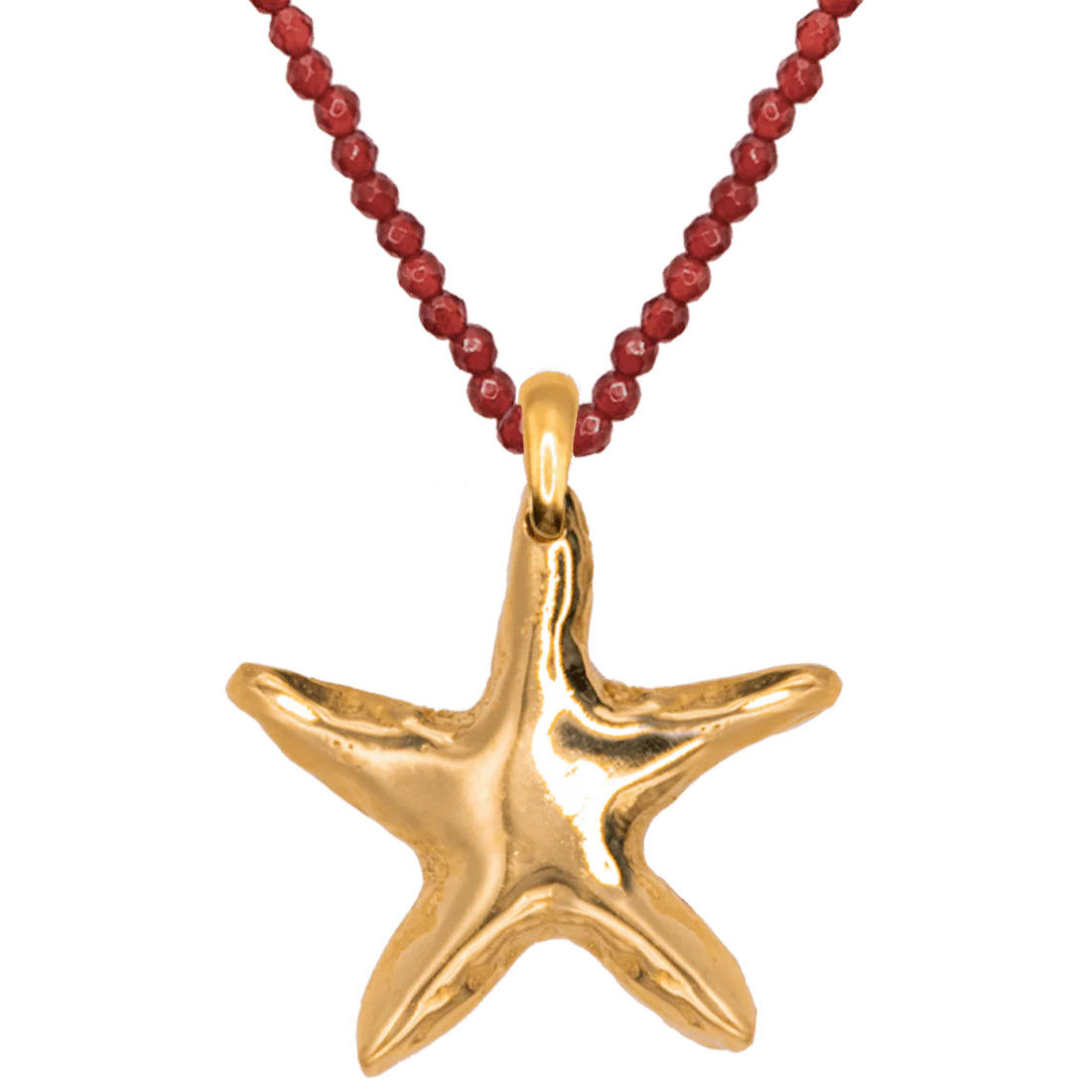 สร้อยคอจี้ปลาดาวลูกปัดสีแดง