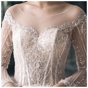 <b>Bridal</b> Gown Off Shoulder Long <b>Sleeves</b> Ball Gown Natural Waistline Lace Sweetheart Neckline Backless Design - Product Image 4