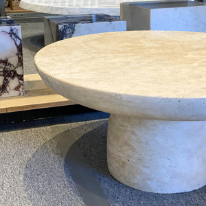 Table basse en marbre naturel travertin beige décoration de salon table basse vente directe d'usine - Product Image 3
