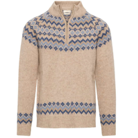 Pull en maille jacquard à demi-zip décontracté pour homme à manches longues
