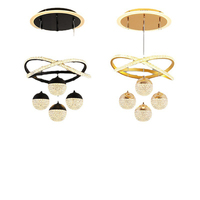 Lustre suspendu en cristal LED moderne pour restaurant de luxe, décoration intérieure, finition dorée, à intensité variable