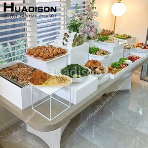 Huadison tiệc bên trang trí thực phẩm Riser <span class=keywords><strong>Buffet</strong></span> Set hiển thị màu trắng risers Acrylic Hộp cho khách sạn tự chọn - Product Image 2