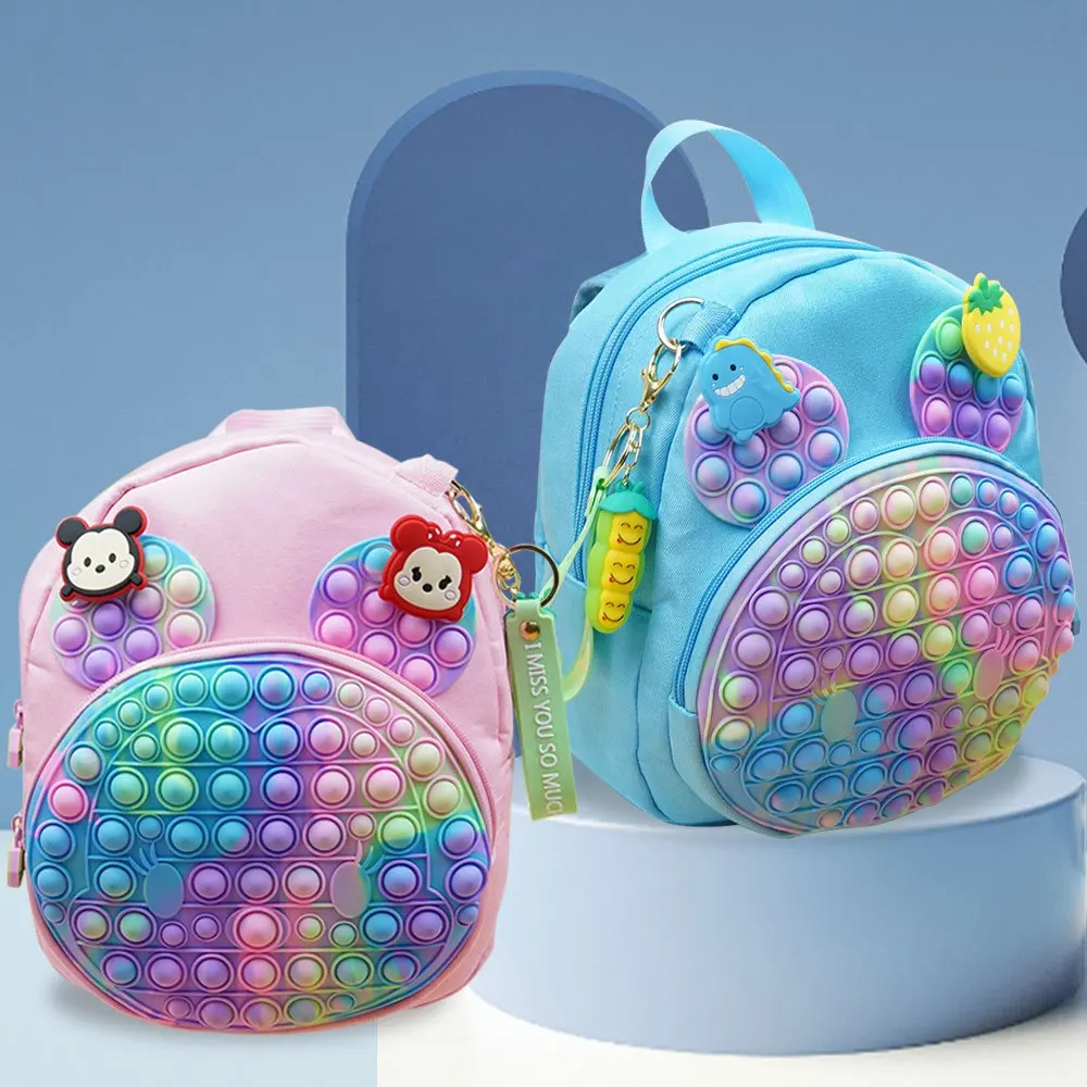 Amazon hot Fidget toys pops school book backpack toddler fidget bag Silicone backpack school bag purse