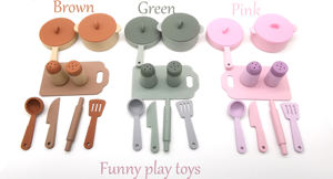 Nuovo piccolo <span class=keywords><strong>Chef</strong></span> gioca finte pentole da cucina Set da gioco giocattoli per l'apprendimento del bambino in Silicone Set di giocattoli da cucina - Product Image 2