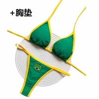 Ensemble de bikini sexy pour femme été 2026 avec coussinet de poitrine, ensemble de sport brodé brésilien, tendance INS sexy