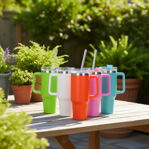 OEM 40 Oz Rhinestone Bling Stainless Steel <b>Double</b> <b>Wall</b> Vacuum Insulated Tumbler Handle Straw Leak-Proof BPA Free LED Temperature - Product Image 2