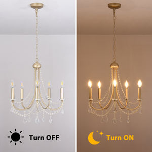 <strong>UK</strong> Warehouse Dropping Customize Iron Crystal <strong>Gold</strong> <strong>Chandelier</strong> Restaurant Kitchen Candle Decoration Pendant Lamp - Product Image 3