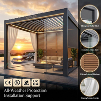Pergola à lames orientables en aluminium, toit motorisé réglable, pergola de patio extérieure thermolaquée, résistante aux intempéries, pour jardin, cour, villa