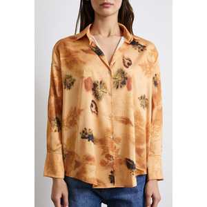 เสื้อเชิ้ตผ้าซาตินพิมพ์ลายดอกไม้สไตล์ลำลองสำหรับผู้หญิง ติดกระดุม ใส่ได้ทุกวัน - Product Image 5