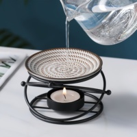 Brûleur d'huile essentielle d'aromathérapie en céramique européenne Grande cire fondue Diffuseur de bougies chauffe-plat parfumées