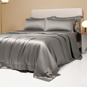 Juego de Ropa de <span class=keywords><strong>Cama</strong></span> de Bambú 100% Satén 300 Hilos, Color Sólido, Sedoso y Fresco para Verano, Juego de Funda Nórdica de Lujo, Venta al por Mayor, Logotipo Personalizado - Product Image 1