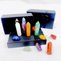 Juego de Siete Chakras de Cristal Natural Pulido, Material Mixto, en Caja, Cuarzo Transparente, Regalos de Meditación y Sanación, Gran Venta