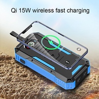 OEM 30000mah Chargeur solaire à charge rapide 22.5W, batterie externe portable étanche avec charge sans fil et 2 lampes torche LED, chargeur de téléphone solaire