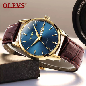 Olevs 6898L coppia <span class=keywords><strong>orologio</strong></span> Top Brand fashion Business in pelle traspirante <span class=keywords><strong>orologio</strong></span> al quarzo a mano luminoso <span class=keywords><strong>regalo</strong></span> da <span class=keywords><strong>uomo</strong></span> - Product Image 3