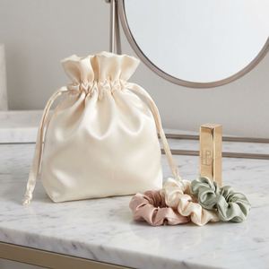 Bolsa de Regalo de Joyería Elegante y Lujosa con Cordón de Satén, Bolsa de Almacenamiento de Cosméticos con Aspecto de Seda Suave, Accesorios de Viaje - Product Image 2