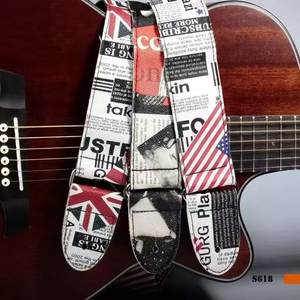Correa de guitarra eléctrica al por mayor con estampado personalizado, correa de guitarra de madera con cabezal de cuero PU - Product Image 4
