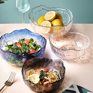 Kho Bán Buôn Tùy Chỉnh Công Suất Lớn Đồ Ăn Không Thường Xuyên Hoa Vàng Rim Trái Cây Thực Phẩm Màu Salad Thủy Tinh Bát Bộ - Product Image 2