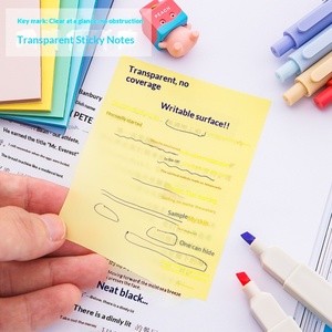 Morandi Color Transparent PET <b>Sticky</b> <b>Notes</b> Self Adhesive Minimalist Ins Tearable Memo Labels For Student <b>Note</b> Taking - Product Image 5