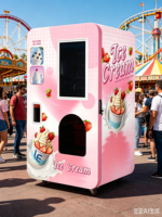 Distributeur de glaces molles à refroidissement par air clé en main, fonctionnement 24h/24 et 7j/7, 1 saveur, 3 garnitures sèches et 3 liquides