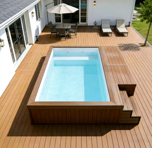 Piscina de hidromasaje exterior de acrílico con estructura de madera y chorros para jardín - Product Image 6