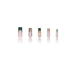 <span class=keywords><strong>Faux</strong></span> <span class=keywords><strong>ongles</strong></span> à presser style peinture à l'encre, motif papillon doré, carrés moyens, amovibles - Product Image 4