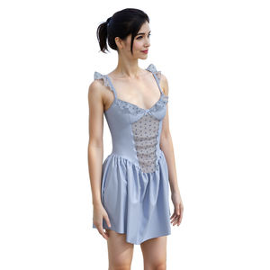 여성용 삼웨스트트 우아한 플로럴 실크 새틴 브이넥 무릎 길이 반소매 로브 코르셋 시스루 나이트가운 란제리 통기성 - Product Image 6