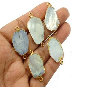 Connecteur de tranche plate en nacre de 17x14mm plaqué or pour enfants - Product Image 1