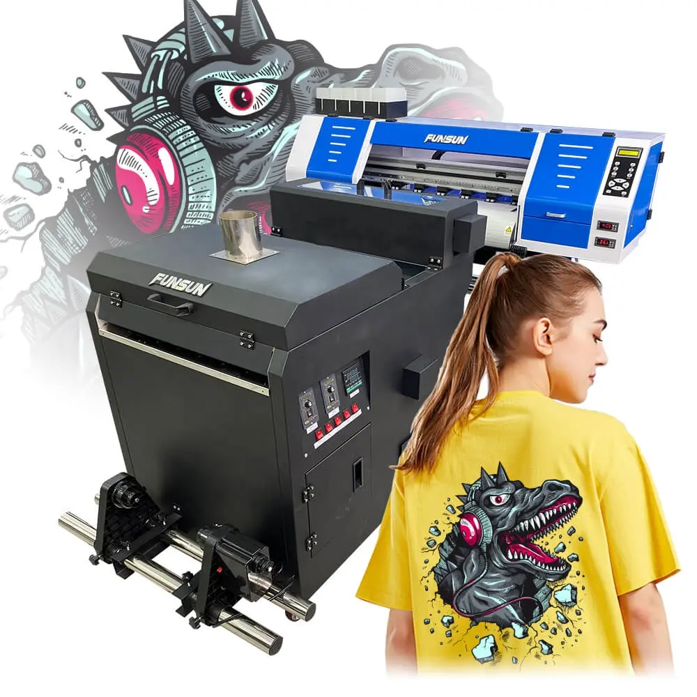 Funsun 60cm DTG DTF Printer Roll to Roll Tshirt Hoodie Canvas Trousers Mask DTF Printer Machine with 2 DX6 Heads Wholesale