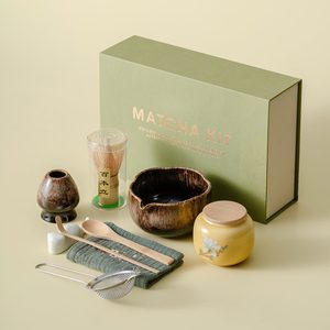 Ensemble de thé matcha, bol en céramique avec fouet en bambou, passoire en acier inoxydable, design Wabi Sabi pour la cérémonie du thé - Product Image 2