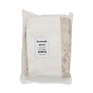 Boardwalk BWK1024 24 In. X 3 In. <b>Microfiber</b> Dust <b>Mop</b> Head with 360 Degree Rotating Plastic Basket Rectangle Design-White - Product Image 2