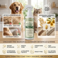 Spray démêlant et revitalisant 2-en-1 sans rinçage pour animaux de compagnie, marque privée, avec kératine et protéine d'avoine, pour chats