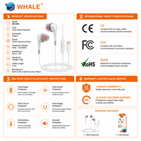Écouteurs filaires blancs WHALE TC avec fil, vente en gros, écouteurs filaires et casques musicaux, pour écouteurs filaires Apple