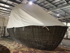 Lit en rotin pour hôtel en plein air, mobilier de piscine, lit de jour en forme de bateau à voile avec auvent - Product Image 4