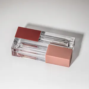 Lipstik Bibir Persegi, 3Ml Tabung Lip Gloss Persegi Kapasitas Kecil Tabung Hewan Peliharaan Wadah Kemasan Glasir