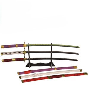 Popular Set de <span class=keywords><strong>3</strong></span> Katanas de One Piece de 103cm y 1.18kg, Wado Ichimonji, Sandai <span class=keywords><strong>Kitetsu</strong></span>, Purple Enma, para Colección de Cosplay - Product Image 1