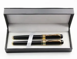 高品质豪华高档商务礼品重金属黑色双笔套装钢笔钢笔套装与礼品盒设置