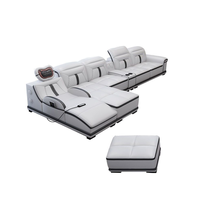 YSS Wohnzimmer Multifunktionale Elektrische Massage-Ledercouch, L-förmiges Ecksofa mit Hochdichtem Schaumstoff, Villenfreundlich