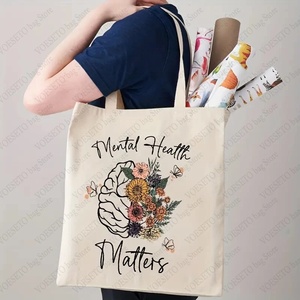 Borsa Shopper in PP con Stampa Cartoon, 'La Salute Mentale è Importante', Regalo Ispirazionale in PLA, Estetica Ecologica per Psicologi - Product Image 3